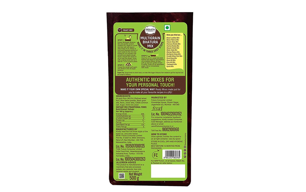 Desi Atta Multigrain Bhatura Mix    Pack  500 grams